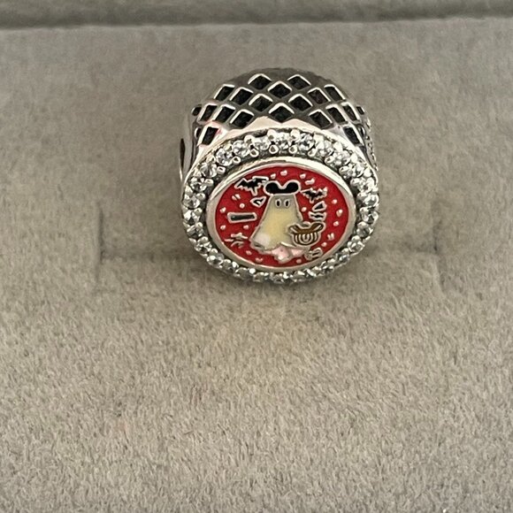 Disney Parks Pandora Mickey Pumpkin Ghost Button Charm Halloween Exclusive - Picture 2 of 4